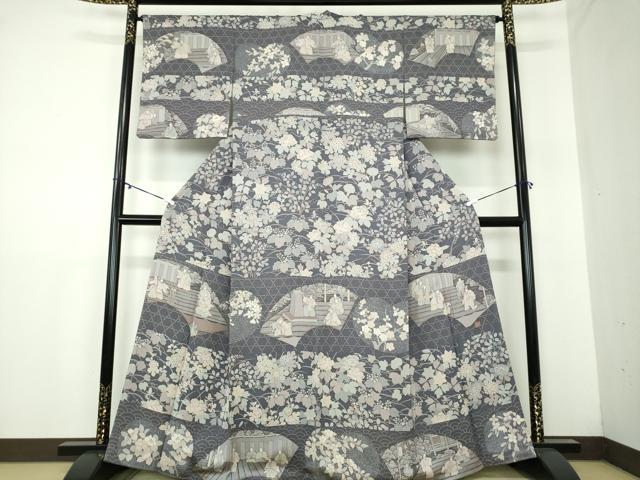 平和屋着物●ろうけつ染作家　阿部容子　訪問着　人物地紙花文　舞　ますいわ屋扱い　正絹　逸品　DAAY1408ps