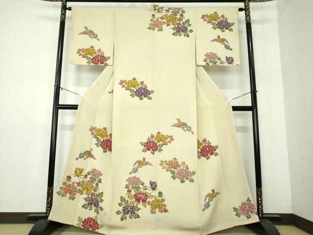 平和屋着物●訪問着　型染　鳳凰牡丹文　正絹　逸品　未使用　DAAY1428ps