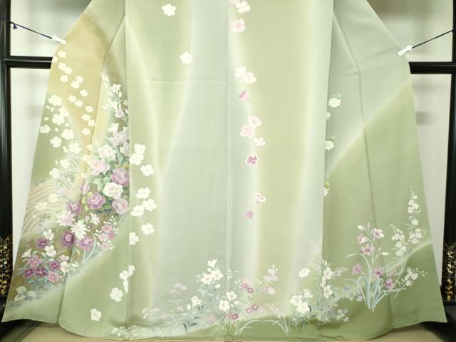平和屋着物○訪問着 華麗な花 暈し染め 金彩 正絹 逸品 DAAY1429ps