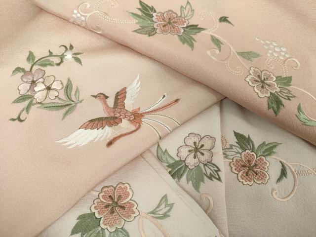 平和屋着物●訪問着　総刺繍　鳳凰花文　暈し染め　金糸　高島屋扱い　正絹　逸品　DAAY1434ps