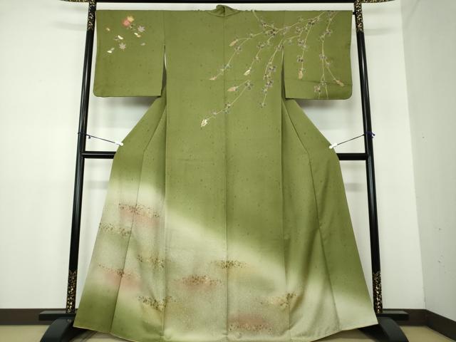 平和屋着物●訪問着　舞桜　萩　暈し染め　金彩　正絹　逸品　DAAY1435ps