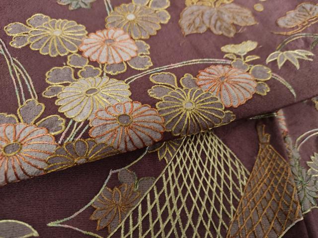 平和屋着物●十七代京屋林蔵　訪問着　総刺繍　雲取り網干花文　金糸　正絹　逸品　DAAY1499ps 平和屋着物○十七代京屋林蔵 訪問着 総刺繍 雲取り網干花文 金糸 正絹