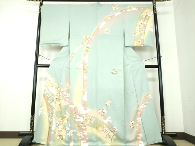 平和屋着物●訪問着　立波吉祥花文　暈し染め　金彩　正絹　逸品　DAAY1505ps