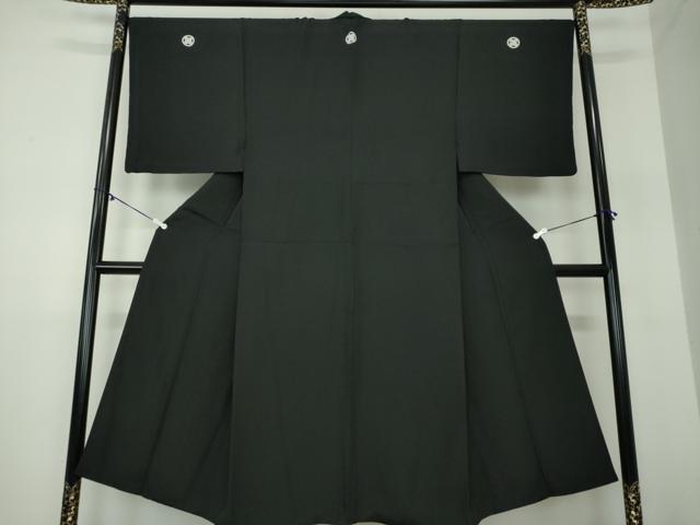 平和屋着物●男性　黒紋付　正絹　逸品　DAAY1506ps