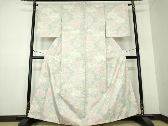 平和屋着物●本場大島紬　白大島　舞葉文　正絹　逸品　未使用　DAAY1523ps