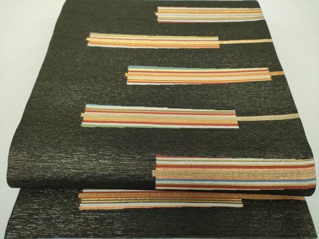 平和屋着物▽創業280年　誉田屋源兵衛　両面　六通柄袋帯　スリーシーズン帯　春　夏　秋　扇文　金糸　正絹　逸品　DAAY1553ps