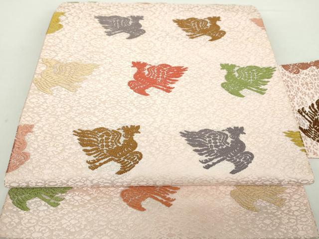 平和屋着物●九寸名古屋帯　唐織　鳳凰　正絹　逸品　DAAY1632ps