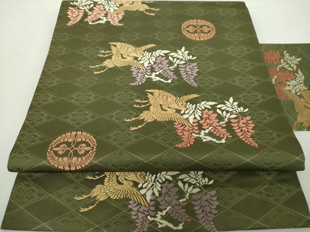 平和屋着物●九寸名古屋帯　唐織　吉祥花鳥文　金糸　正絹　逸品　DAAY1642ps