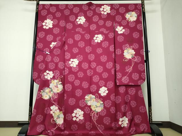 平和屋着物●豪華振袖　刺繍　ラインストーン　吉祥花丸文　金彩　金通し地　正絹　逸品　DAAY1665ps