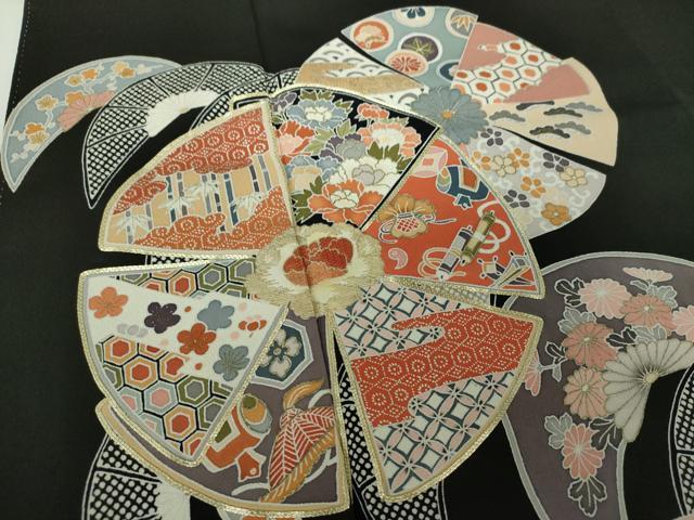 平和屋着物○豪華黒留袖 駒刺繍 吉祥花丸文 金銀彩 正絹 逸品