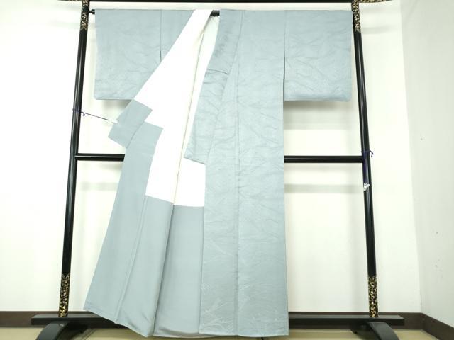 平和屋着物○上質な色無地 若松葉地紋 藍鼠色 正絹 逸品