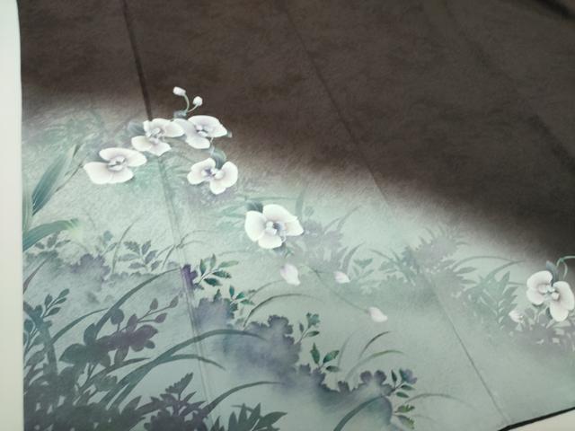 平和屋着物○訪問着 手描き 胡蝶蘭 シルエット 正絹 逸品 DAAY1737ps