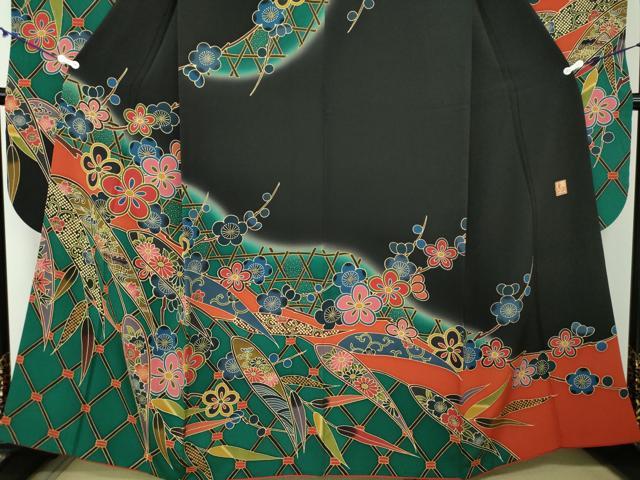 平和屋着物○手ざし京紅型染・宮崎紅型 宮崎良次 振袖 籠