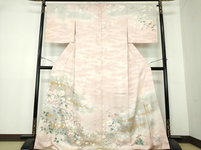 平和屋着物●訪問着　霞花文　暈し染め　金彩　正絹　逸品　DAAY1776ps