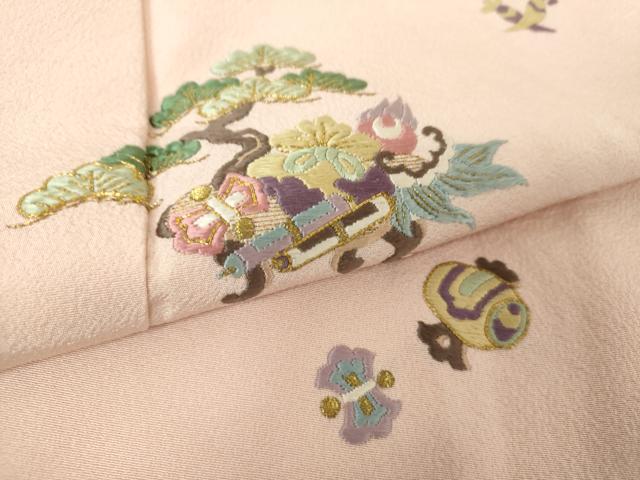 平和屋着物●八代　玉屋庄兵衛　訪問着　駒刺繍　総刺繍　宝尽くし　金糸　正絹　逸品　DAAY1782ps 平和屋着物○八代 玉屋庄兵衛 訪問着 駒刺繍 総刺繍 宝尽くし 金糸 正絹