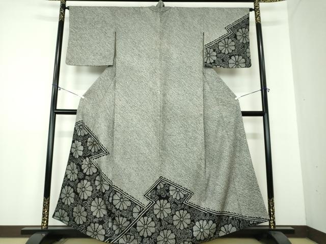 平和屋着物●訪問着　総絞り　松皮菱菊文　黒地　正絹　逸品　DAAY1787ps