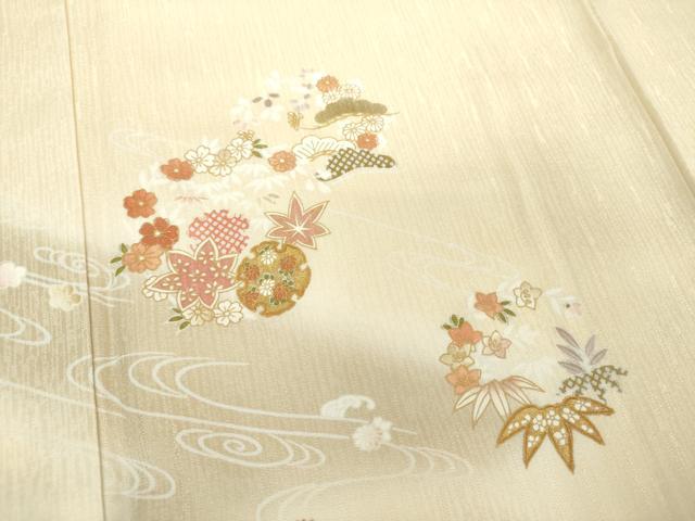 平和屋着物●訪問着　流水雪輪花文　金彩　正絹　逸品　DAAY1793ps 平和屋着物○訪問着 流水雪輪花文 金彩 正絹 逸品 DAAY1793ps