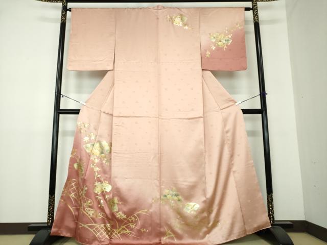 平和屋着物●訪問着　籬流水地紙花文　暈し染め　金彩　正絹　逸品　DAAY1794ps