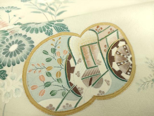 平和屋着物○訪問着 作家物 刺繍 御所車風景花文 暈し染め