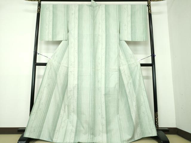 平和屋着物●結城紬　80亀甲　草花間道　正絹　逸品　未使用　DAAY1797ps