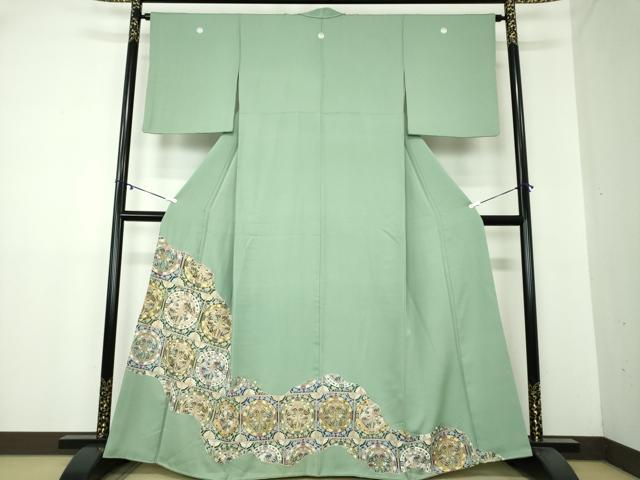 平和屋着物●豪華色留袖　駒刺繍　狩猟花文　金彩　正絹　逸品　DAAY1801ps