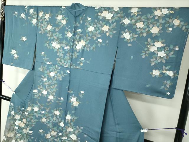 平和屋着物●訪問着　駒刺繍　流水花文　金銀彩　ラメ糸　正絹　逸品　未使用　DAAY1805ps 平和屋着物○訪問着 駒刺繍 流水花文 金銀彩 ラメ糸 正絹