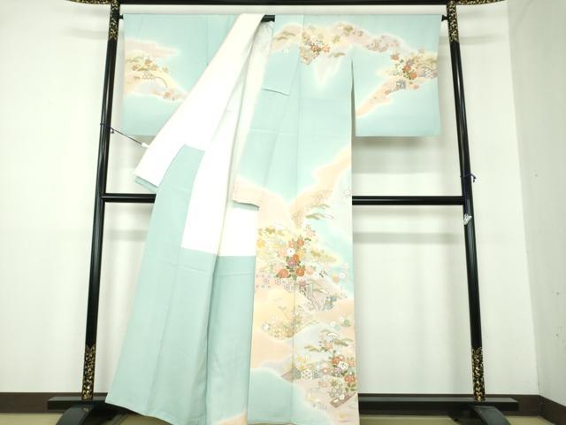 平和屋着物○創業460年・千總 訪問着 駒刺繍 御所車風景花