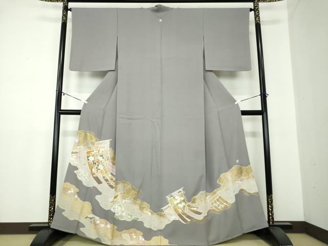 平和屋着物●豪華色留袖　作家物　几帳花文　金彩　正絹　逸品　DAAY1818ps