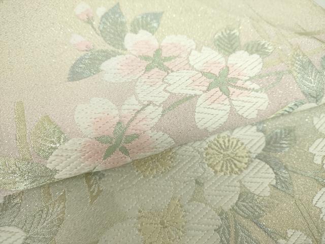 平和屋着物○六通柄袋帯 唐織 モール 枝垂れ桜 金銀糸 正絹 逸品