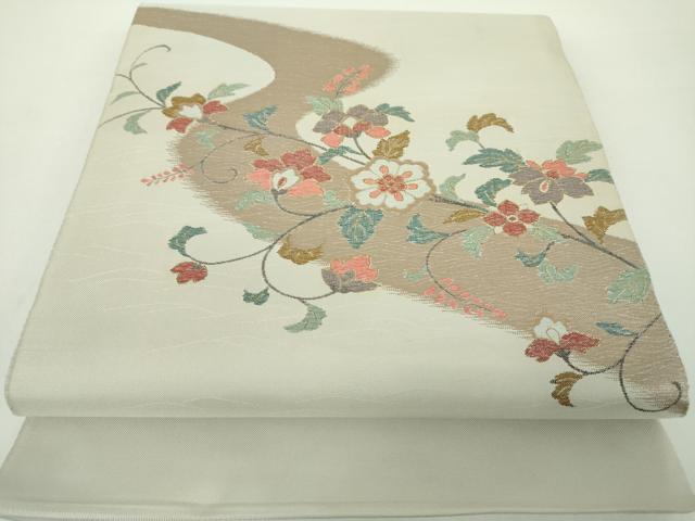 平和屋着物●太鼓柄袋帯　更紗花唐草文　金糸　鈴乃屋扱い　正絹　逸品　DAAY1860ps