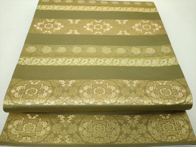 平和屋着物●西陣織　陰山織物謹製　箔屋清兵衛　六通柄袋帯　草木染　正倉院　名物裂間道　本金箔　正絹　逸品　DAAY1862ps