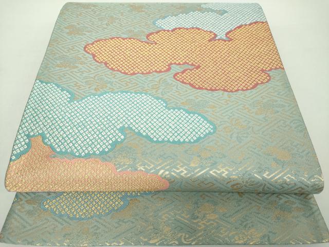 平和屋着物●六通柄袋帯　唐織　鹿の子雲重ね　金糸　正絹　逸品　DAAY1867ps