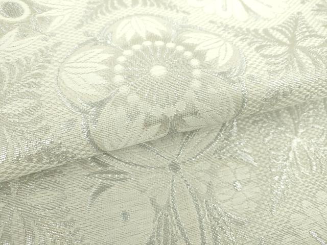 平和屋着物○六通柄袋帯 唐織 花丸文 プラチナ箔 正絹 逸品 DAAY1886ps