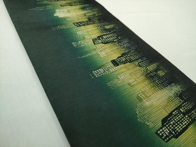 平和屋着物●両面　半幅帯　夜景　ビル　黒地　正絹　逸品　DAAY1912ps 平和屋着物○両面 半幅帯 夜景 ビル 黒地 正絹 逸品 DAAY1912ps
