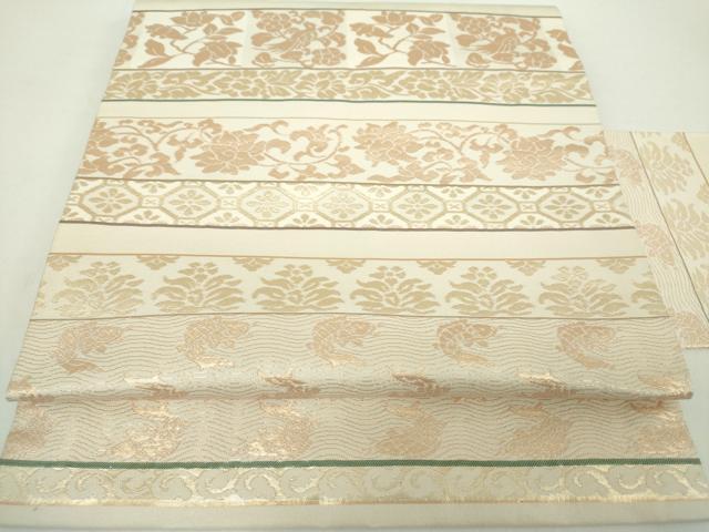 平和屋着物●九寸名古屋帯　名物裂花文　荒磯　金糸　正絹　逸品　DAAY1919ps