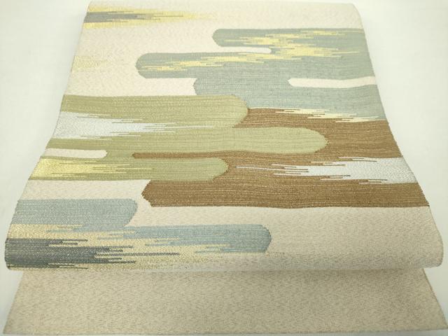 平和屋着物●爪掻き本綴れ　八寸名古屋帯　霞文　金銀糸　正絹　逸品　DAAY1940ps