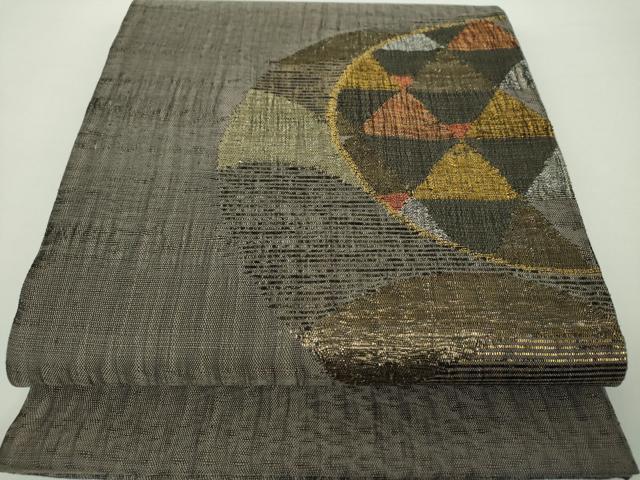 平和屋着物▽太鼓柄袋帯　スリーシーズン帯　春　夏　秋　鱗丸文　金銀糸　正絹　逸品　DAAY1948ps