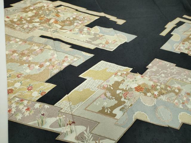 平和屋着物○訪問着 駒刺繍 松皮菱花文 金彩 正絹 逸品