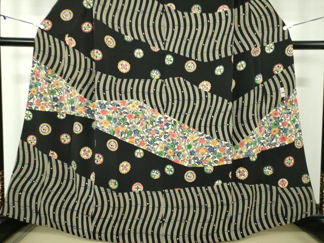 平和屋着物○江戸紅型 五味桂子 訪問着 変わり間道 吉祥花文