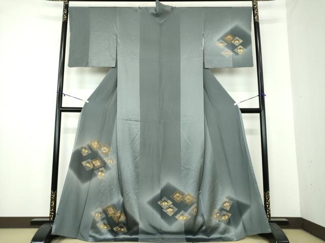 平和屋着物●訪問着　駒刺繍　花菱文　暈し染め　金彩　正絹　逸品　DAAY1972ps