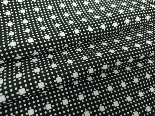 平和屋着物●上質な小紋　格子　黒地　正絹　逸品　DAAY1979ps