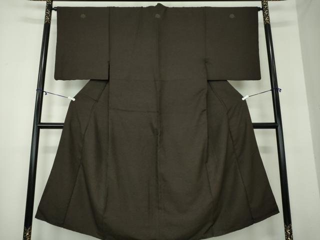 平和屋着物●男性　色紋付　焦げ茶色　正絹　逸品　DAAY1998ps