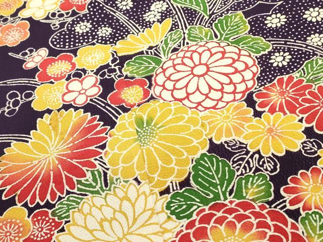 平和屋着物○豪華振袖 紅型 籬花文 鬼しぼ縮緬 正絹 逸品 DAAY2033op