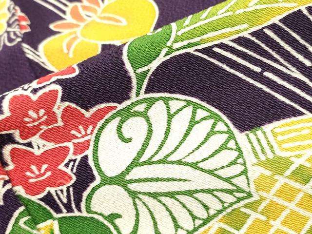 平和屋着物○豪華振袖 紅型 籬花文 鬼しぼ縮緬 正絹 逸品 DAAY2033op