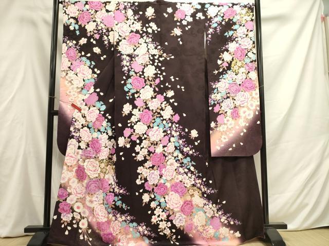 平和屋着物●豪華振袖　ラインストーン　牡丹花文　暈し染め　金銀彩　正絹　逸品　DAAY2045op