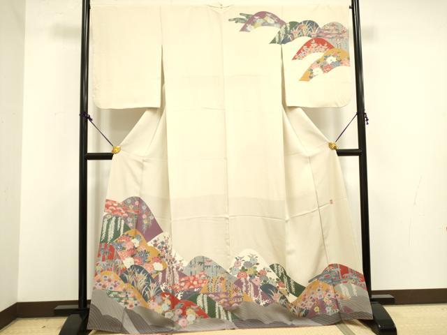 平和屋着物●訪問着　作家物　重ね山花文　松竹梅　正絹　逸品　DAAY2470op