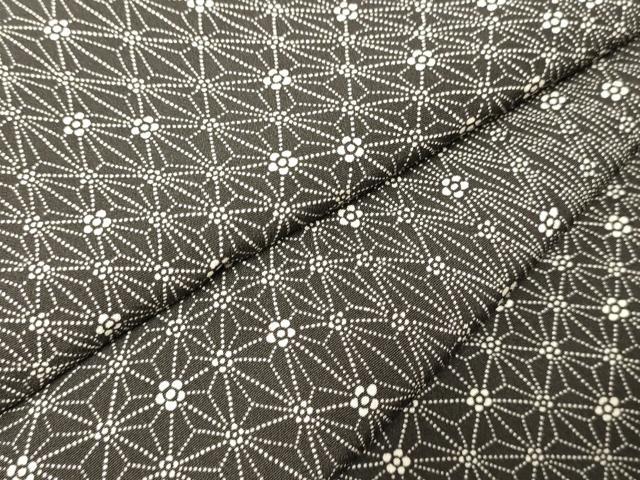 平和屋着物●上質な小紋　麻の葉花文　黒地　正絹　逸品　DAAY2491op