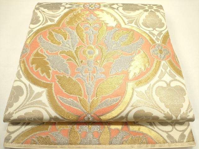 平和屋着物●西陣　川島織物　六通柄　本袋帯　草花　金銀糸　正絹　逸品　DAAY2635op