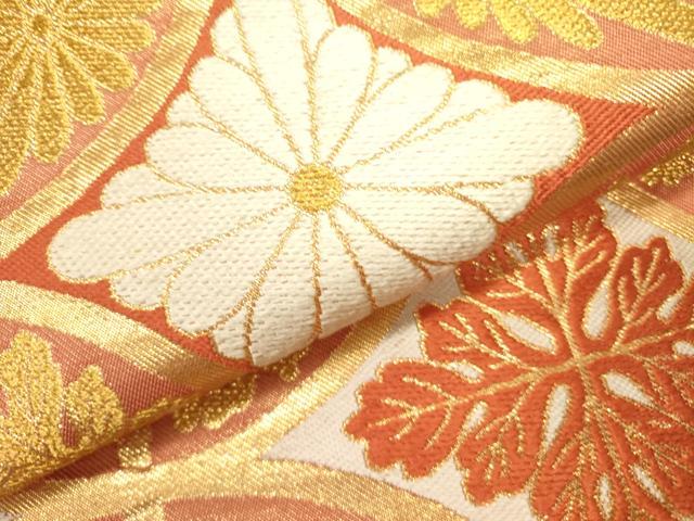 平和屋着物○西陣 川島織物 六通柄 本袋帯 七宝花文 金糸