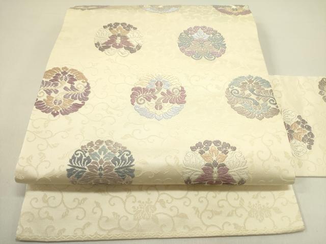 平和屋着物●九寸名古屋帯　花丸文　正絹　逸品　DAAY2683op